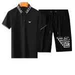 ea7 armani ensembles de survetement manche courte mens shirt and short sets eagle logo noir